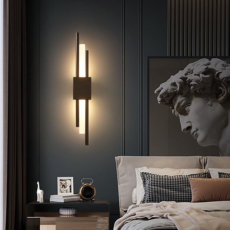 Light My House Emporium LED Wall Lamp | Modern Black & Gold Hardwired