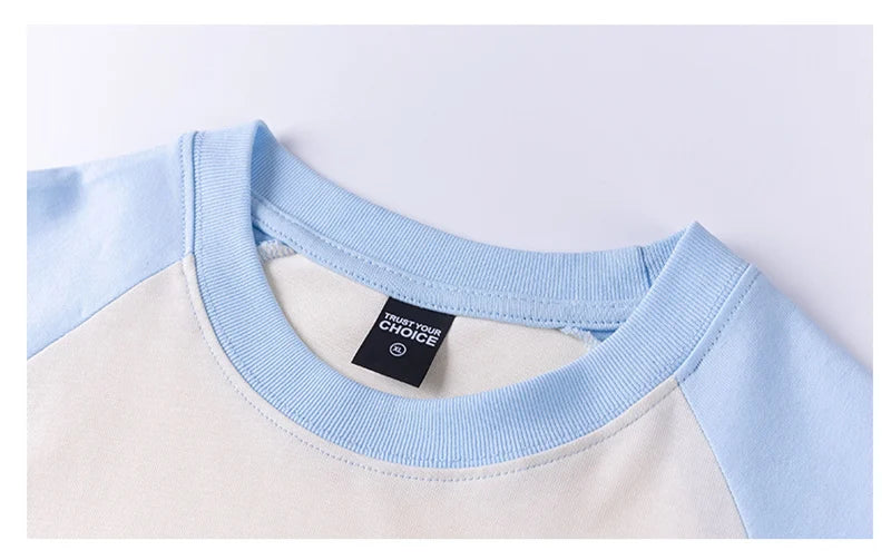 Heavyweight 240g Contrast Sleeve Cotton T-Shirt for Men