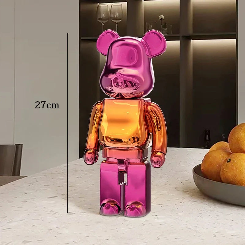 Graffiti Bear Resin Statue Decor | Modern Colourful Bear Ornament 27cm