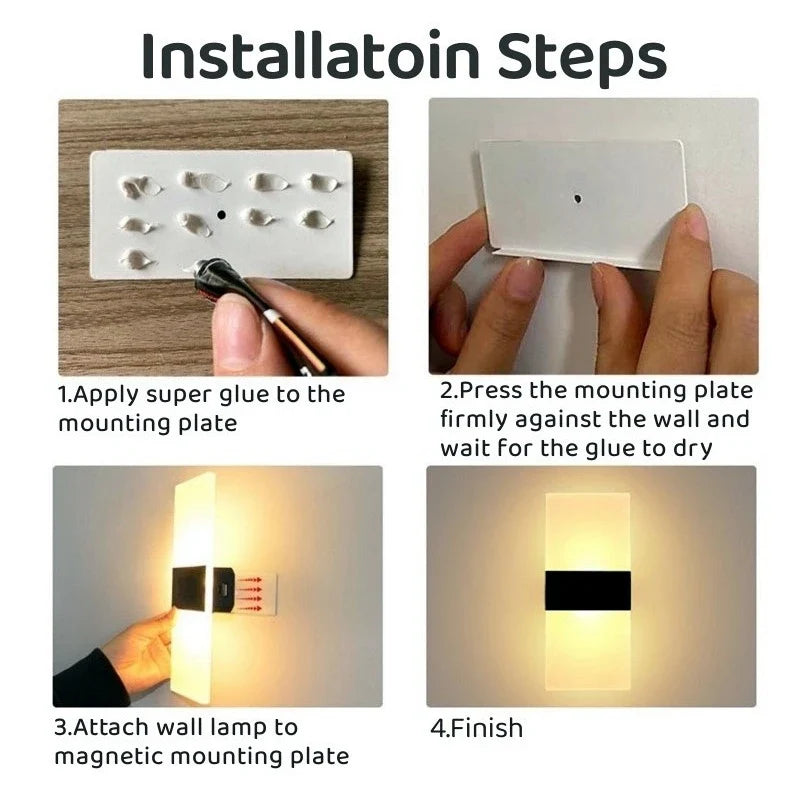 Touch Sensor LED Wall Light – USB Rechargeable Acrylic Sconce