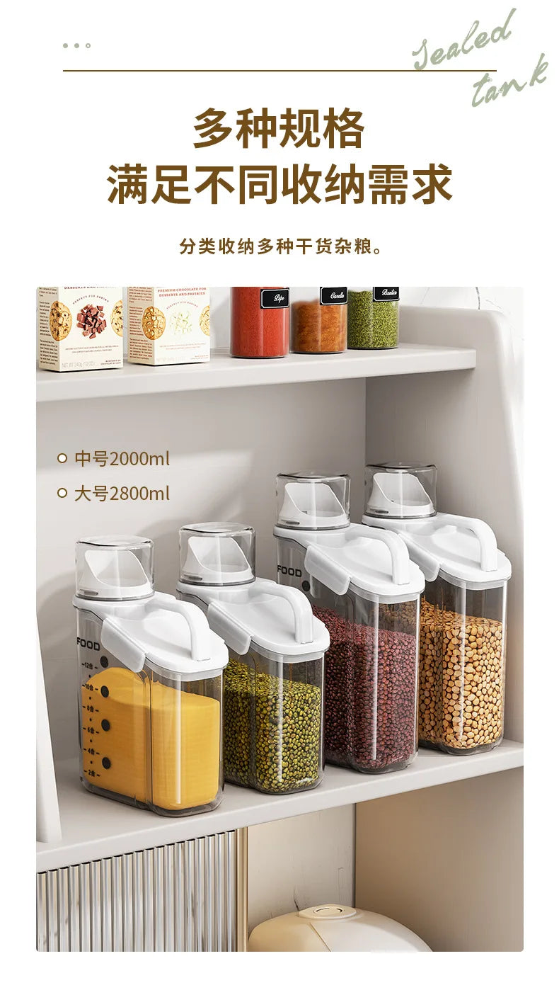 Airtight Food Storage Container – Moisture-Proof Kitchen Jar for Grains, Snacks & Pet Food – Transparent BPA-Free Dispenser (1600ml–2800ml)