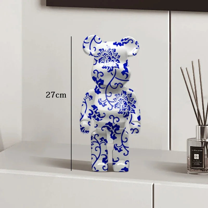 Graffiti Bear Resin Statue Decor | Modern Colourful Bear Ornament 27cm