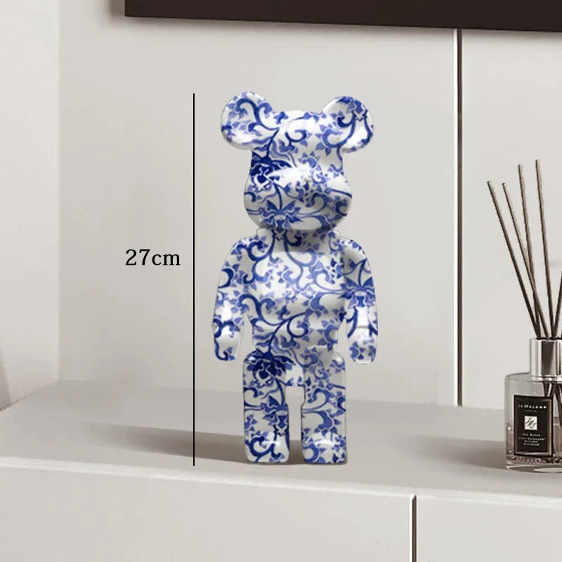 Graffiti Bear Resin Statue Decor | Modern Colourful Bear Ornament 27cm