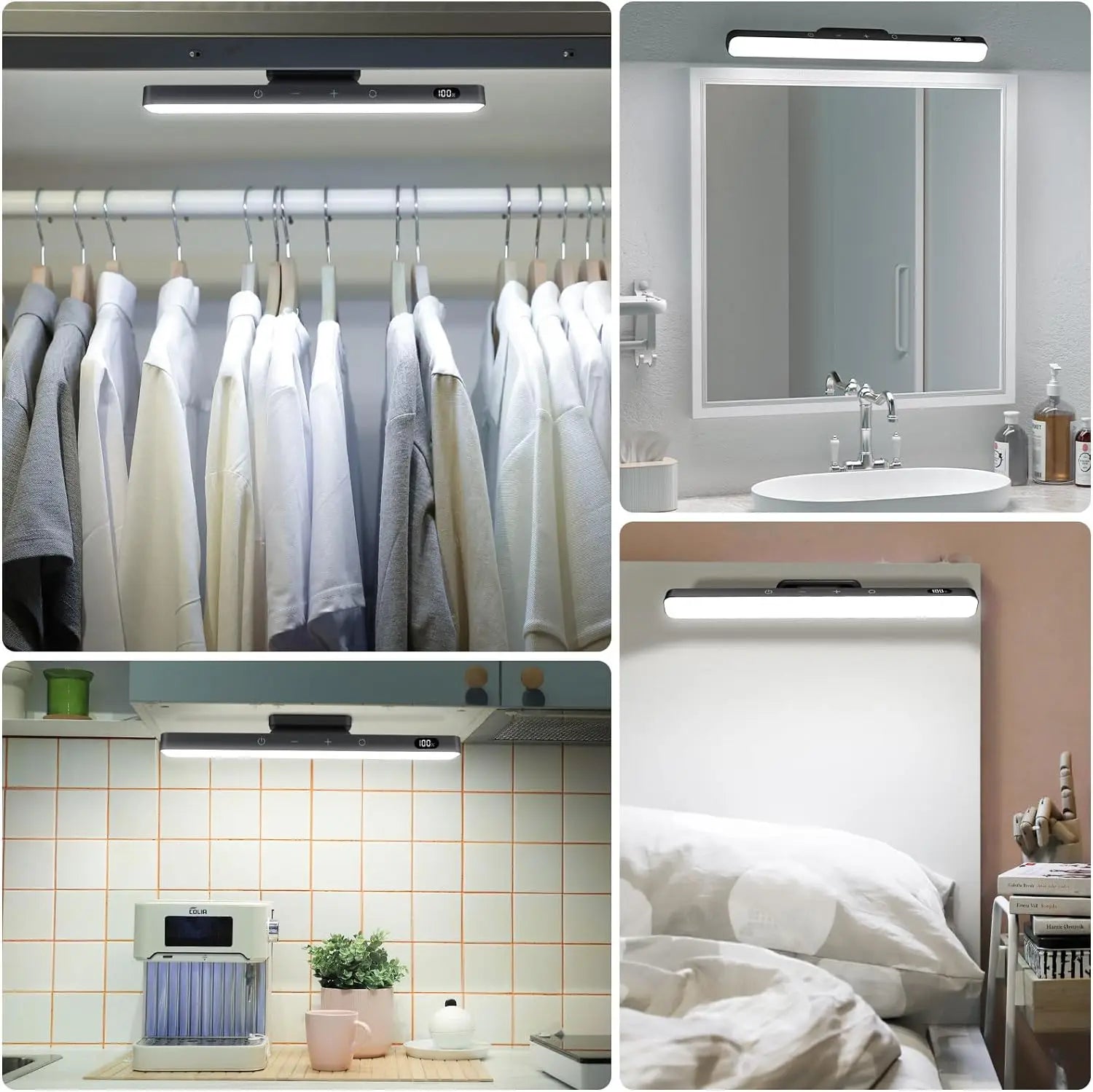 Rechargeable LED Mirror & Cabinet Light Bar – 3 Color, Dimmable, Magnetic, Remote Control