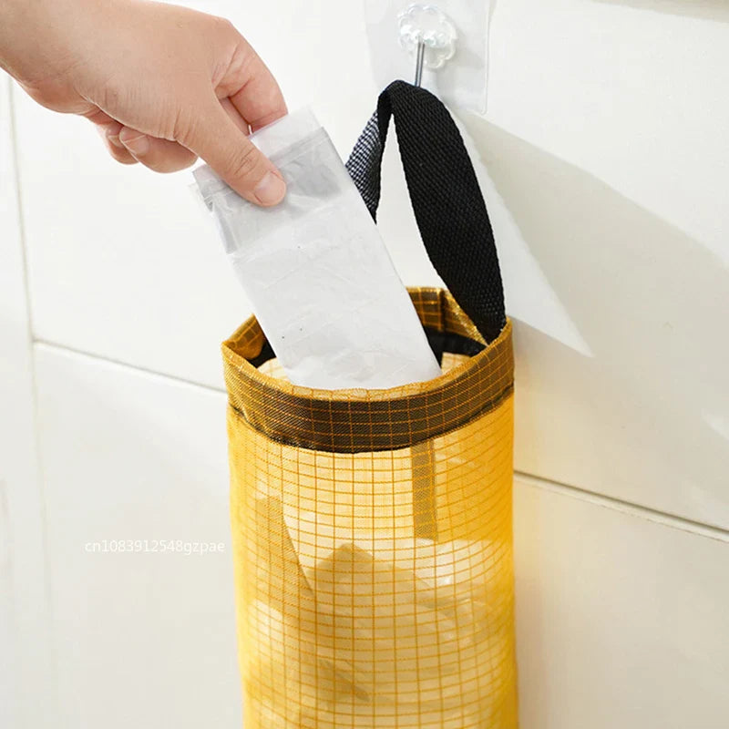 Hanging Plastic Bag Dispenser, Wall-Mounted Kitchen Storage Organizer