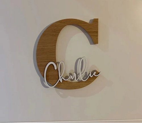 Custom Wooden Name Plate – Personalised Oak Letter Wall Art Sign