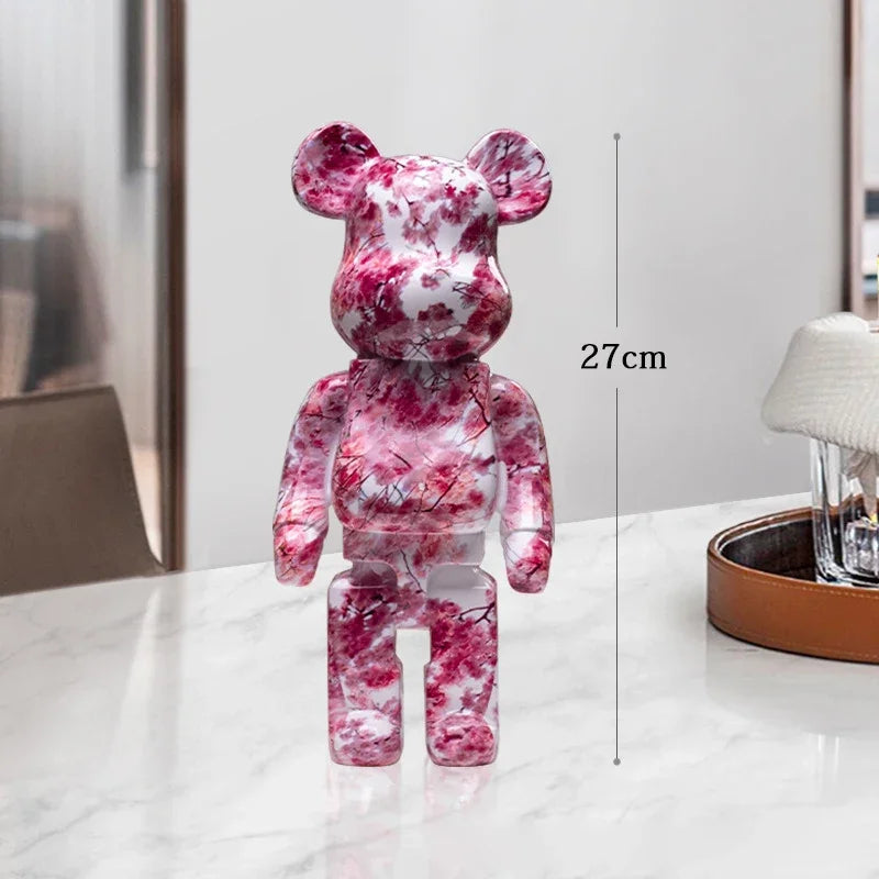 Graffiti Bear Resin Statue Decor | Modern Colourful Bear Ornament 27cm