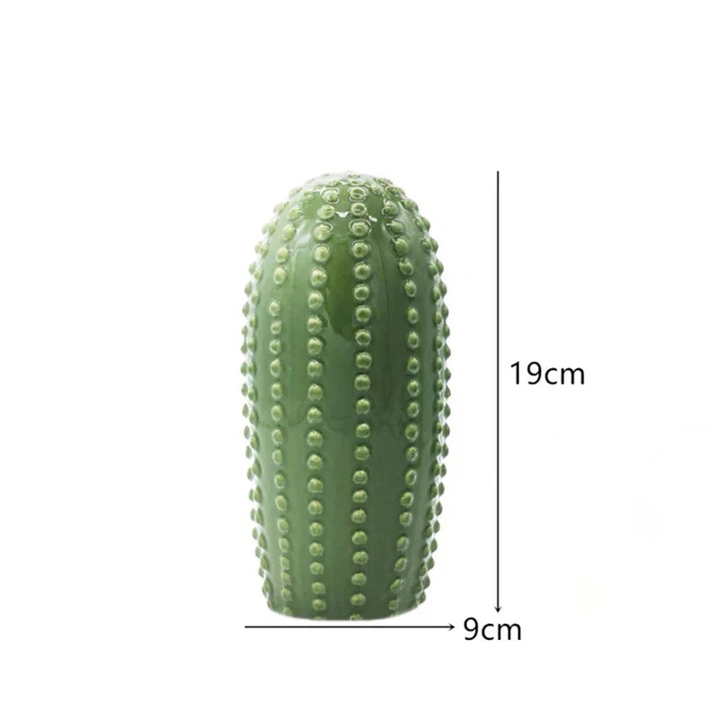 Ceramic Cactus Ornament – Nordic Green Decorative Home Art Sculpture