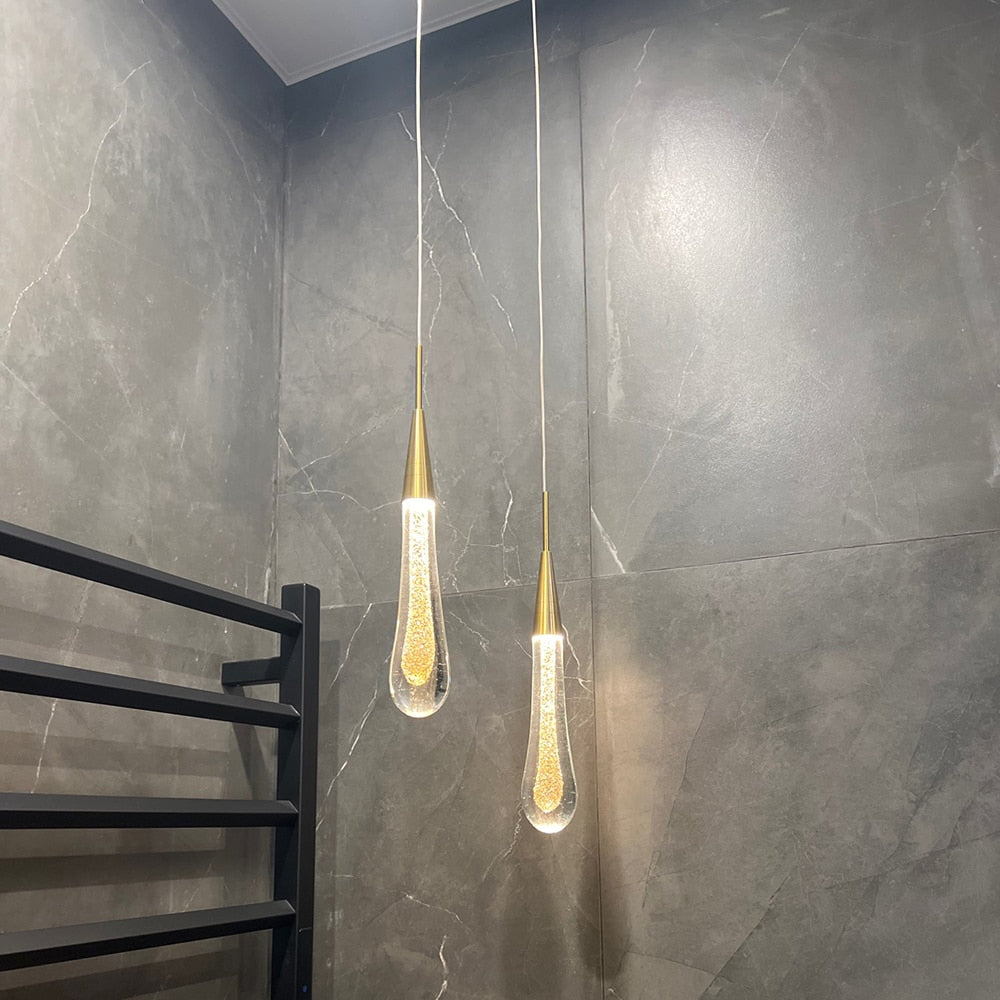 Light My House Glass Drop Pendant Light – Warm LED Hanging String