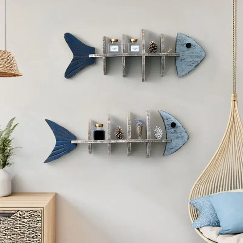 Mediterranean Fishbone Wall Shelf – 3D Wooden Wall Decor & Storage (Flat, Pointed or Vertical)
