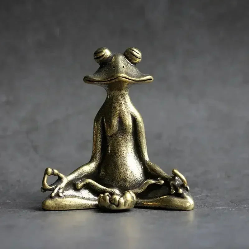 Mini Zen Frog Figurine – Solid Brass Meditation Frog Incense Holder