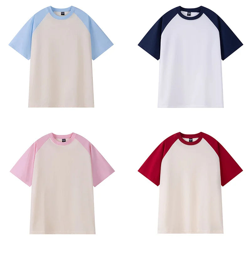 Heavyweight 240g Contrast Sleeve Cotton T-Shirt for Men