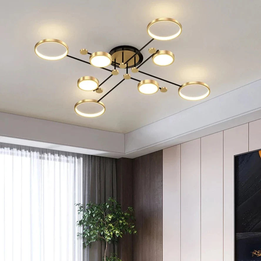 Light My House Chemistry Gold LED Flush Mount Chandelier | 130cm