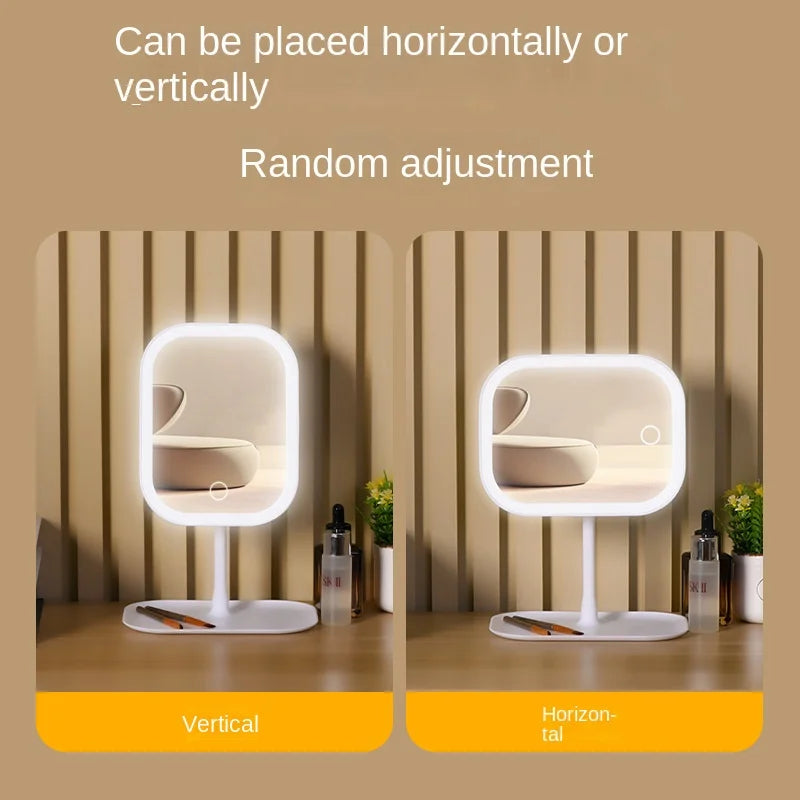 Modern LED Makeup Mirror – 3-Color Light Touch Vanity Mirror with Adjustable Brightness