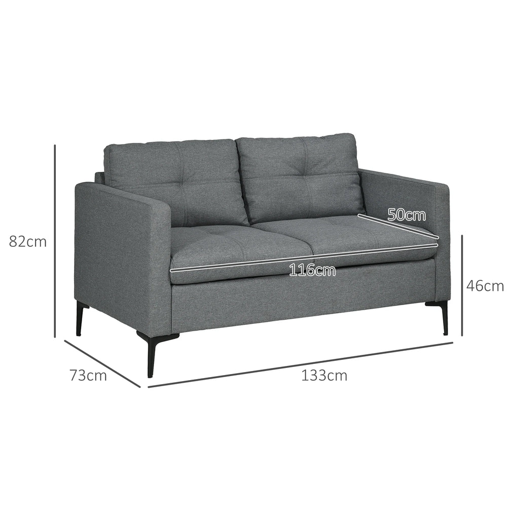 HOMCOM Modern 2 Seater Sofa – Upholstered Loveseat for Living Room