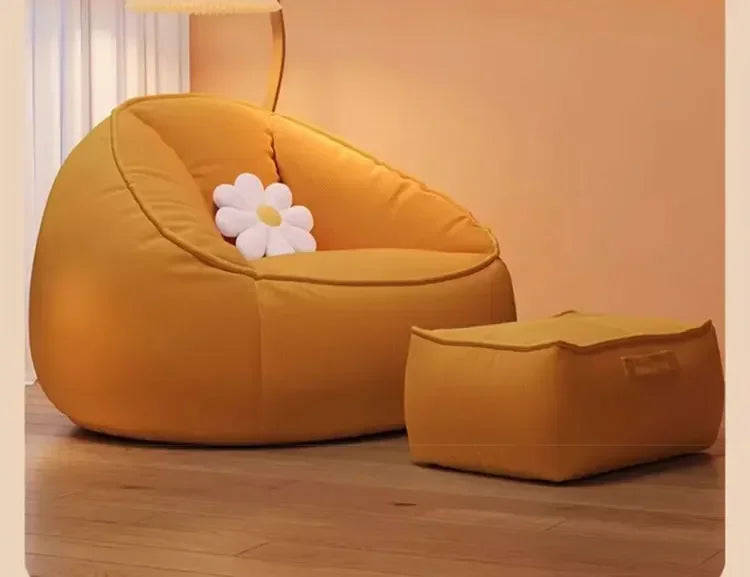 Single Lazy Bean Bag Sofa with Footrest Padding