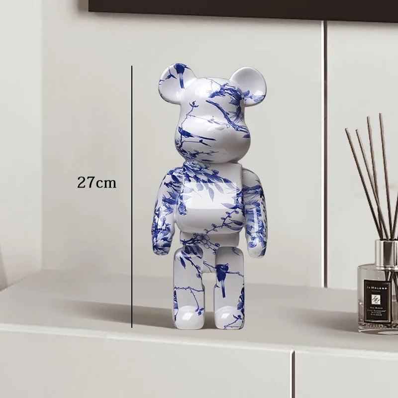 Graffiti Bear Resin Statue Decor | Modern Colourful Bear Ornament 27cm