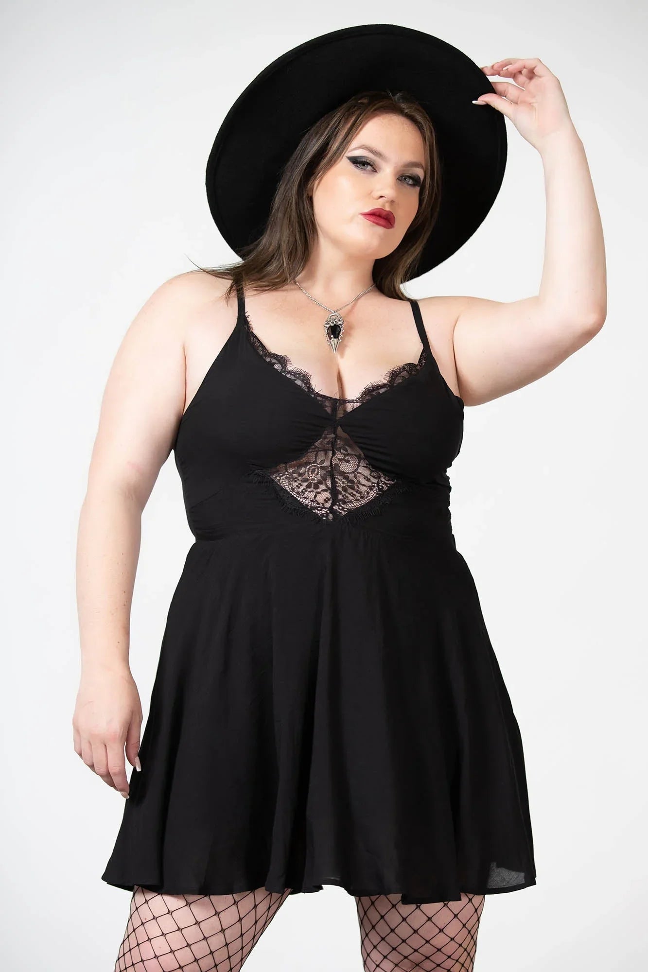 Killstar Sacralgia Black Lace A-Line Dress – Gothic Viscose Mini