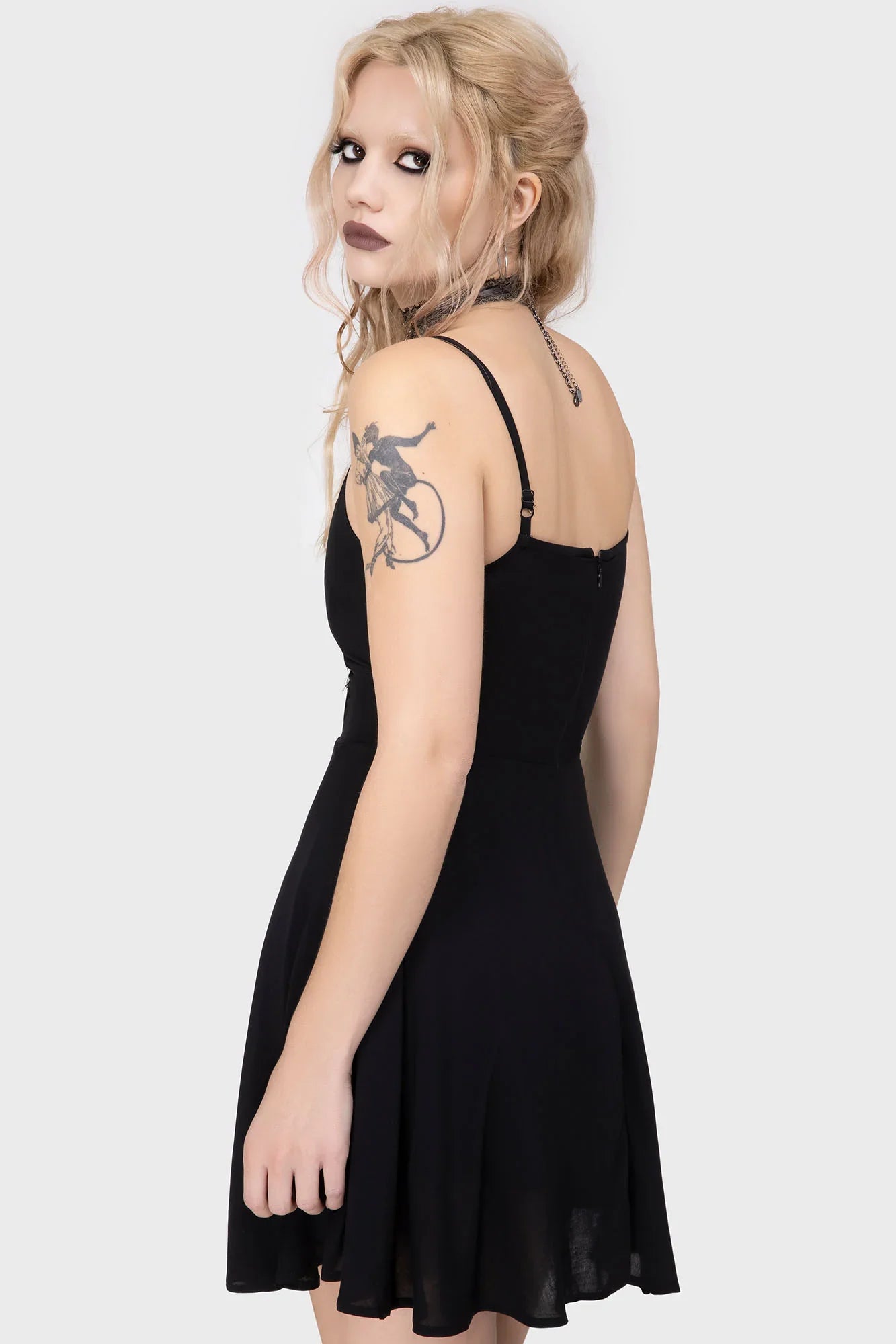 Killstar Sacralgia Black Lace A-Line Dress – Gothic Viscose Mini