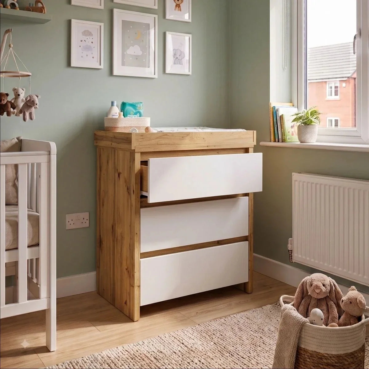 Shefa Kids 880 Baby Changing Unit - Cremona Oak/White