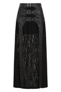 Banned Apparel Velkyn Faux Leather & Knit Panel Maxi Skirt - Black