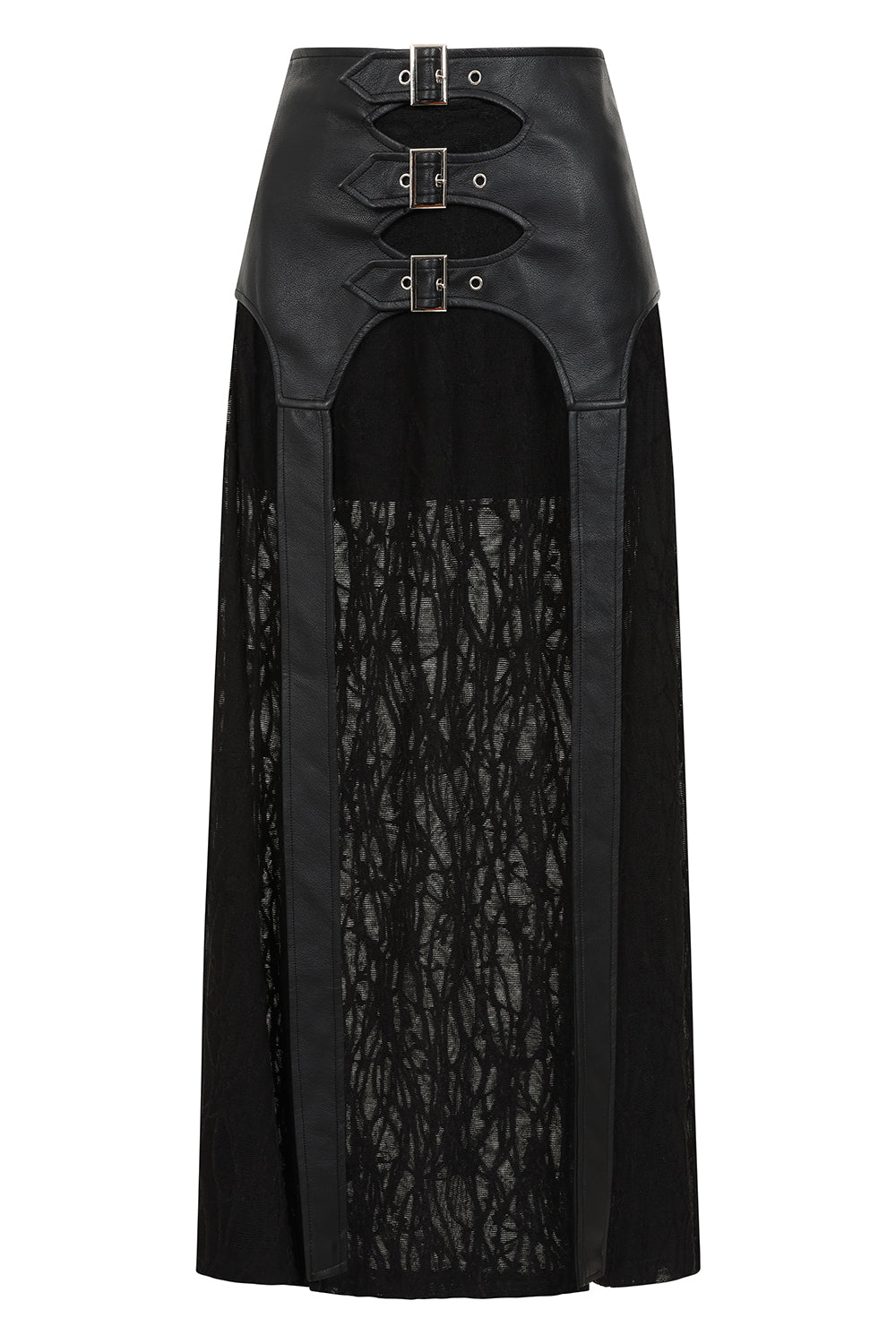 Banned Apparel Velkyn Faux Leather & Knit Panel Maxi Skirt - Black
