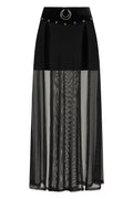 Banned Apparel Obsidian Black Sheer Mesh Split Goth Maxi Skirt