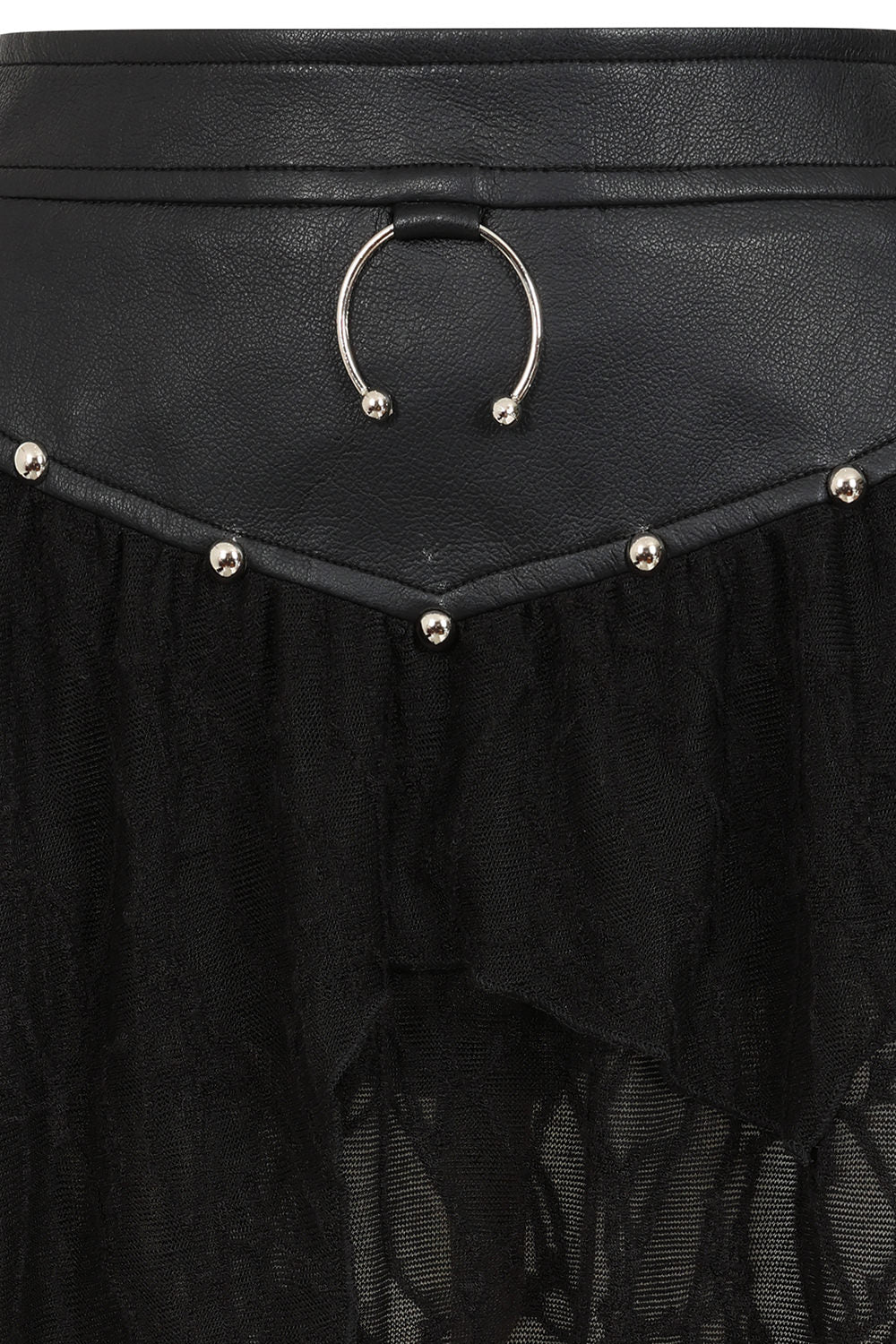 Banned Apparel Luxor Gothic Faux Leather & Jagged Knit Skirt – Black