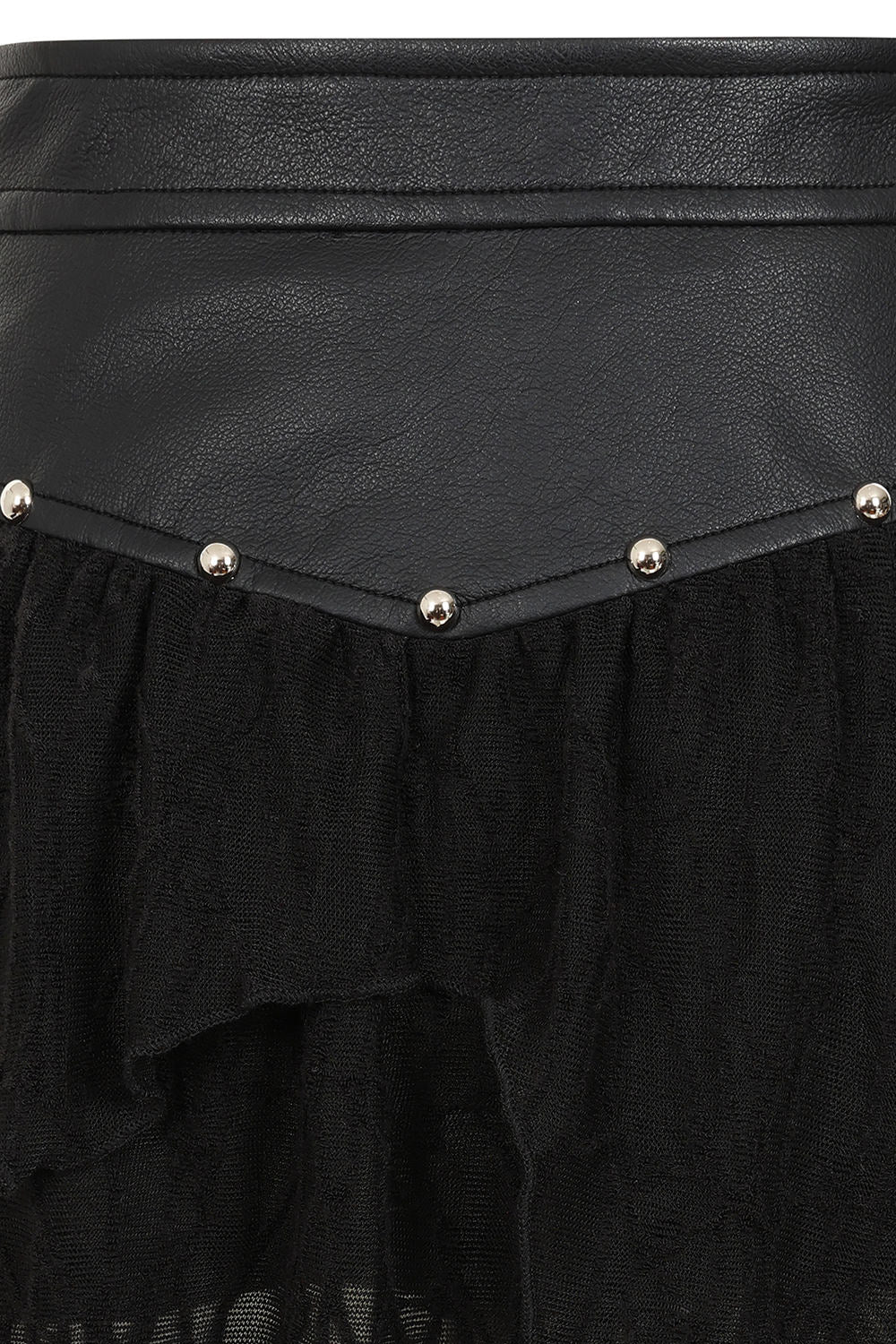 Banned Apparel Luxor Gothic Faux Leather & Jagged Knit Skirt – Black