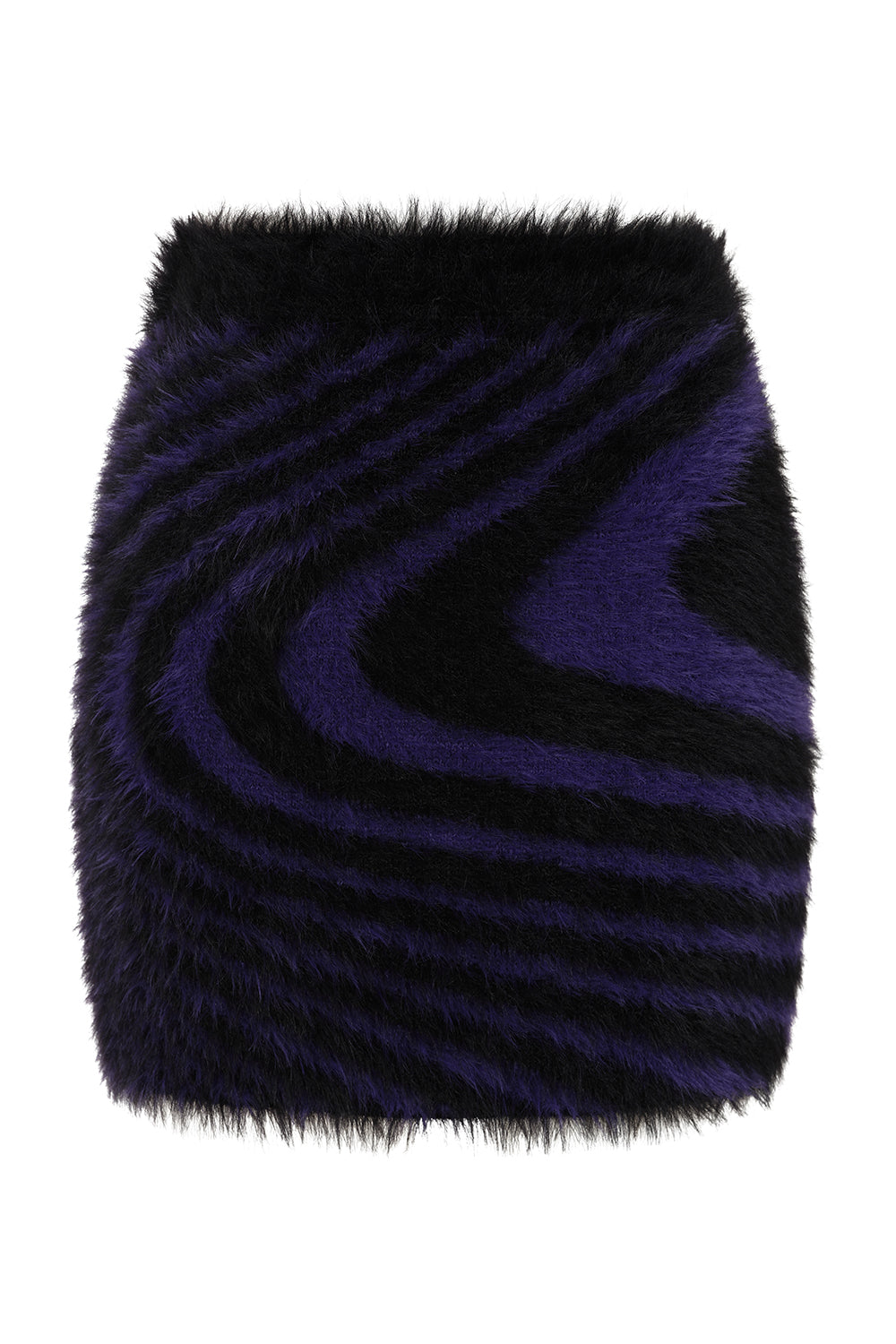 Banned Apparel Daphne Skirt – Purple Swirl Fuzzy Knit Goth Mini Skirt