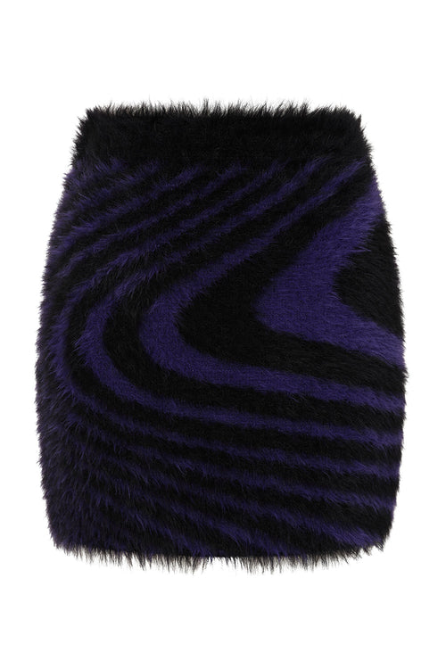 Banned Apparel Daphne Skirt – Purple Swirl Fuzzy Knit Goth Mini Skirt