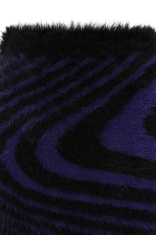 Banned Apparel Daphne Skirt – Purple Swirl Fuzzy Knit Goth Mini Skirt