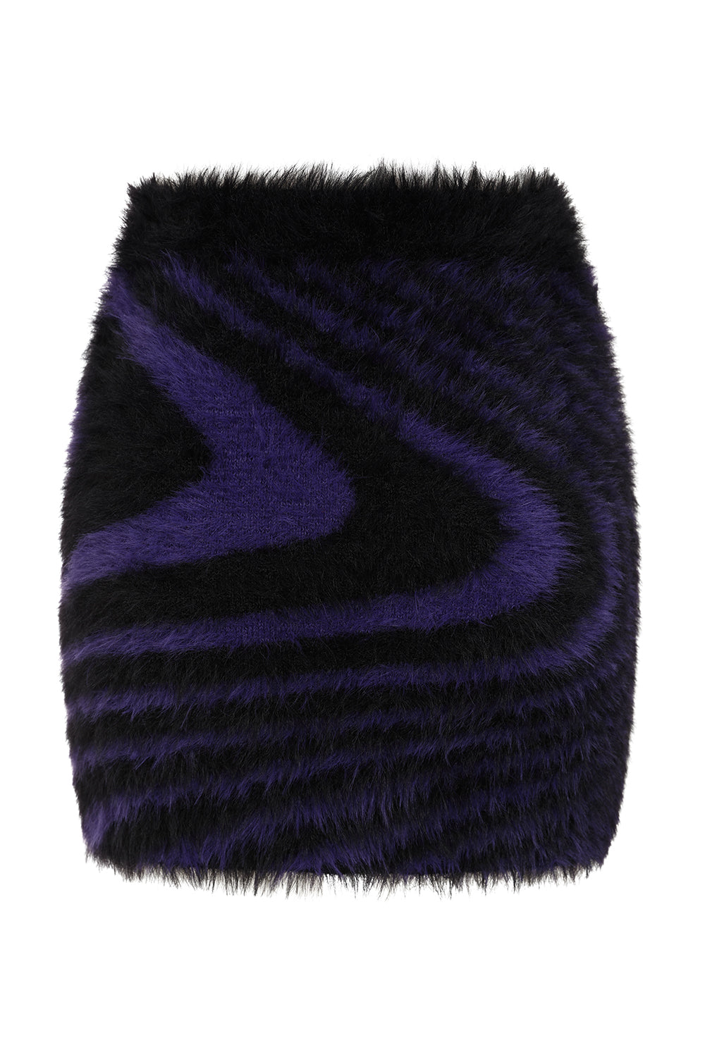 Banned Apparel Daphne Skirt – Purple Swirl Fuzzy Knit Goth Mini Skirt