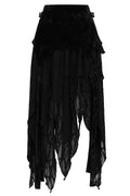 Banned Apparel Inferna Skirt – Black Goth Asymmetrical Mesh Skirt