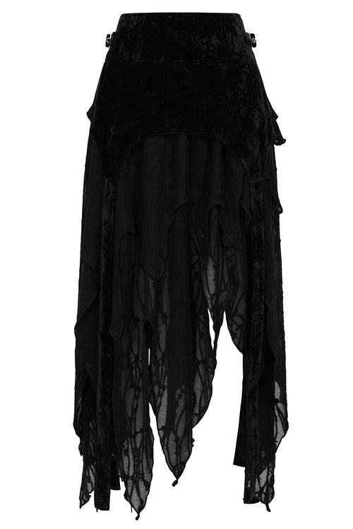 Banned Apparel Inferna Skirt – Black Goth Asymmetrical Mesh Skirt