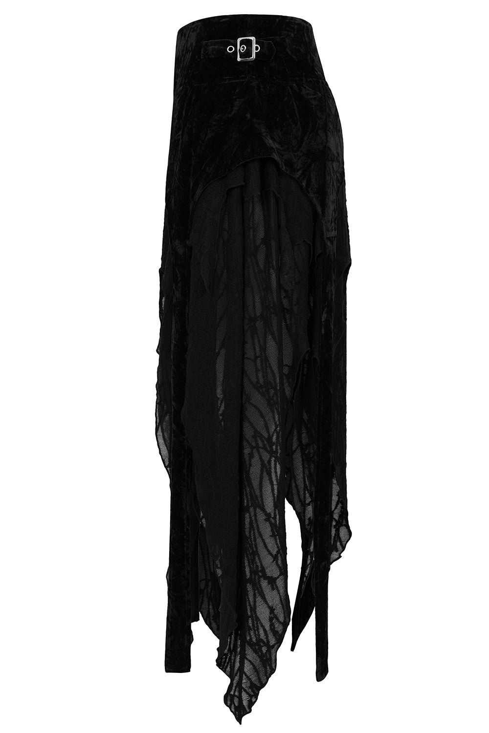 Banned Apparel Inferna Skirt – Black Goth Asymmetrical Mesh Skirt