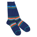 Swole Panda Royal Blue Multi Stripe Bamboo Socks – Breathable & Soft