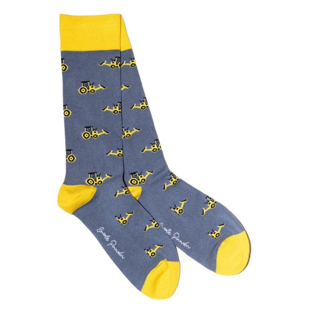 Swole Panda Yellow Digger Bamboo Socks – Novelty Construction Socks