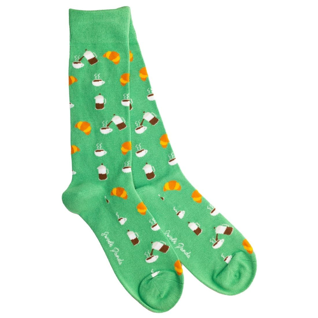 Swole Panda Coffee and Croissant Bamboo Socks – Soft Novelty Socks
