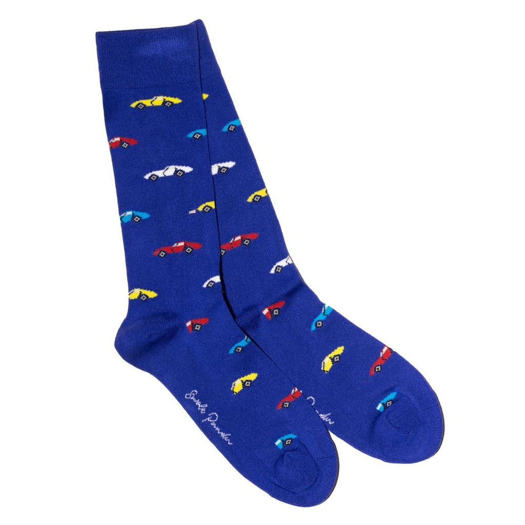 Swole Panda Blue Classic Car Bamboo Socks – Sustainable Novelty Socks