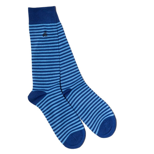 Swole Panda Sky Blue Narrow Striped Bamboo Socks – Soft & Sustainable