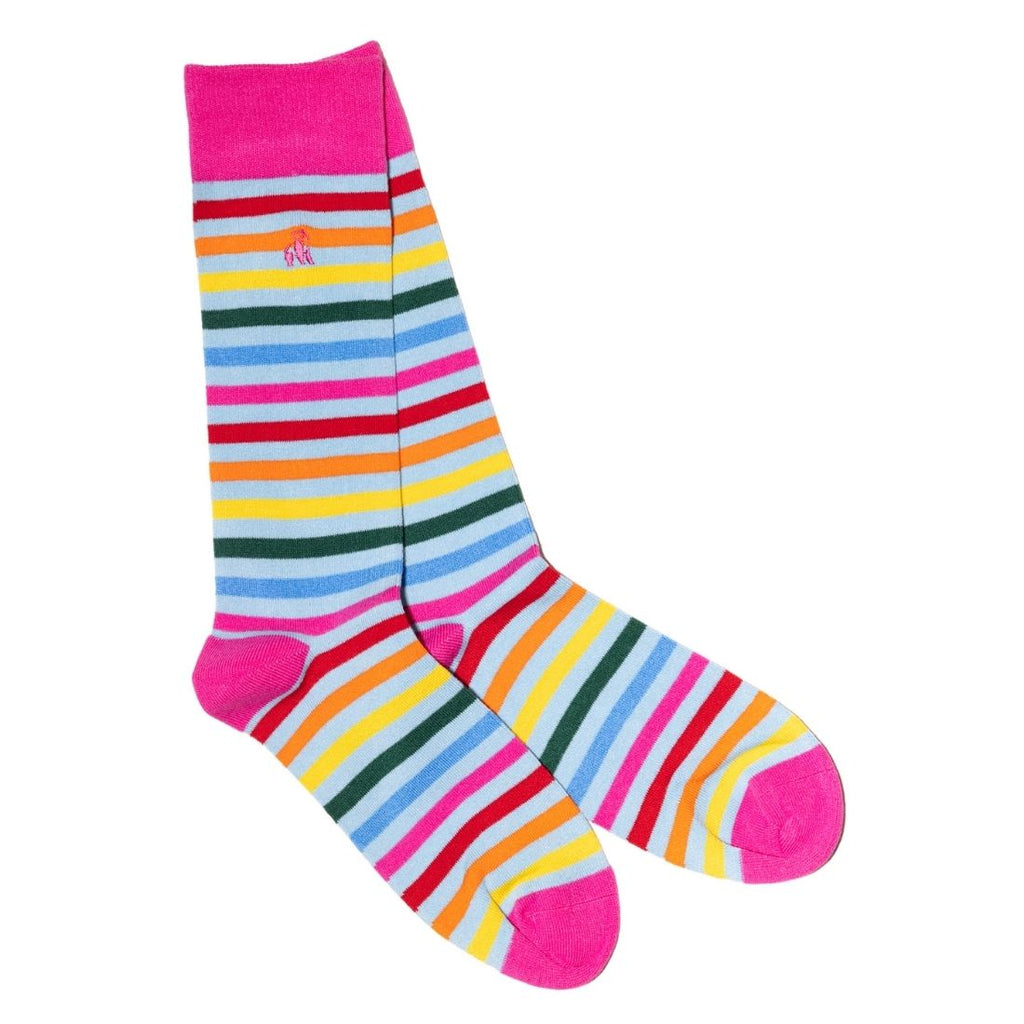 Swole Panda Pastel Striped Bamboo Socks – Soft and Breathable Blend