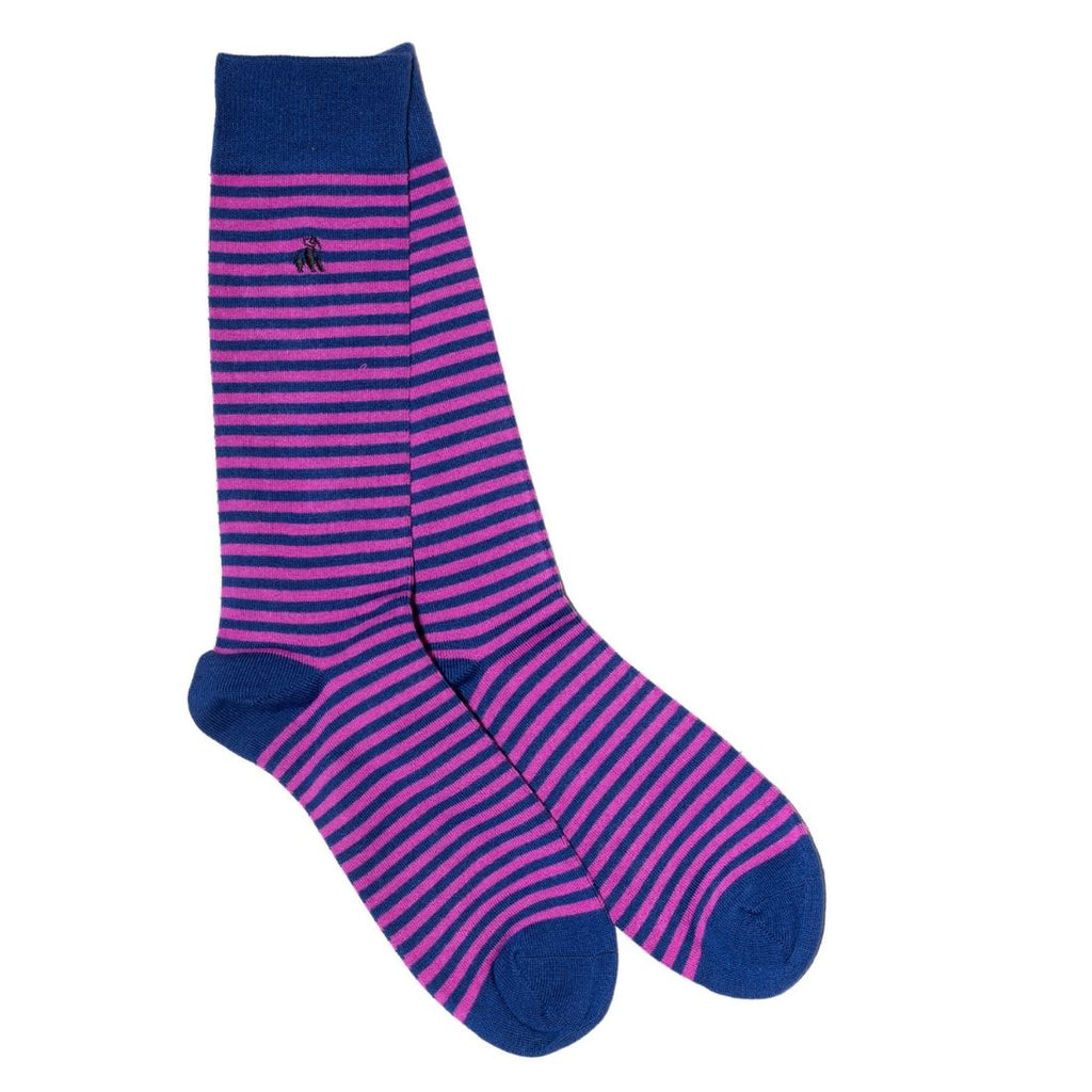 Swole Panda Pink Narrow Striped Bamboo Socks – Breathable & Soft