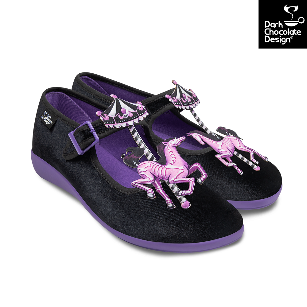 Chocolaticas Spectral Ride Gothic Carousel Vegan Mary Jane Flats