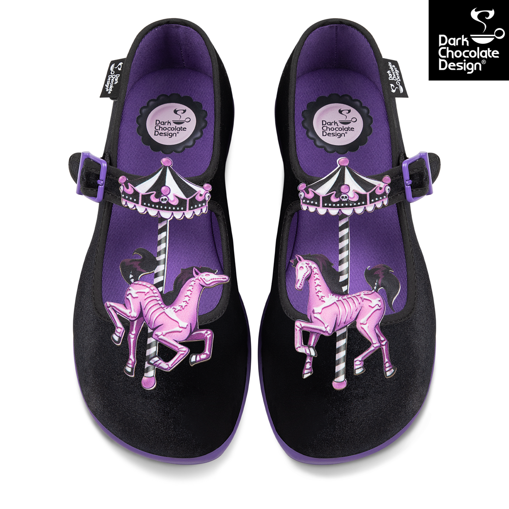 Chocolaticas Spectral Ride Gothic Carousel Vegan Mary Jane Flats