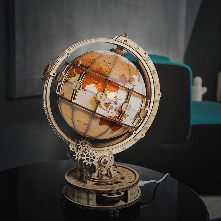 Robotime-ROKR Luminous Globe 3D Wooden Puzzle & LED Night Light