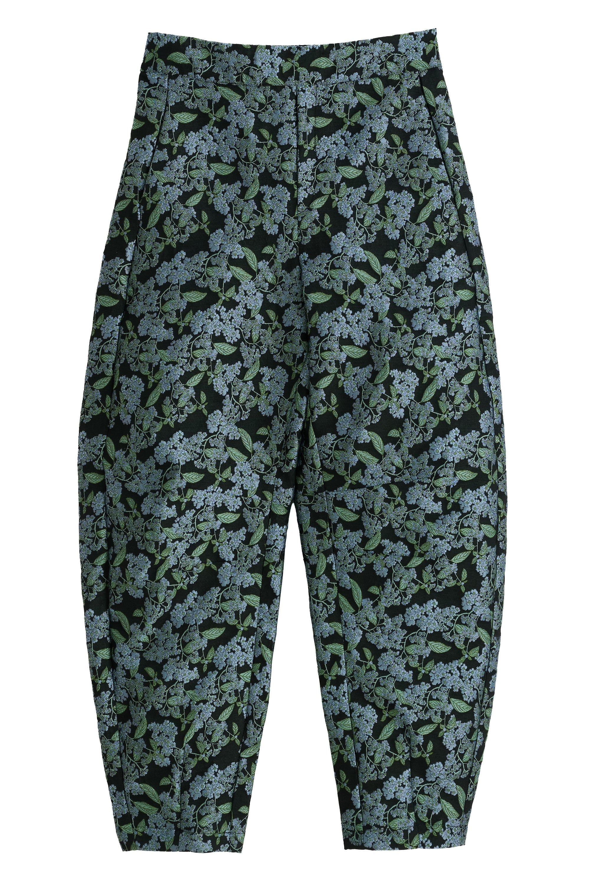 Sutton Blossom Jacquard Barrel Trouser - Black
