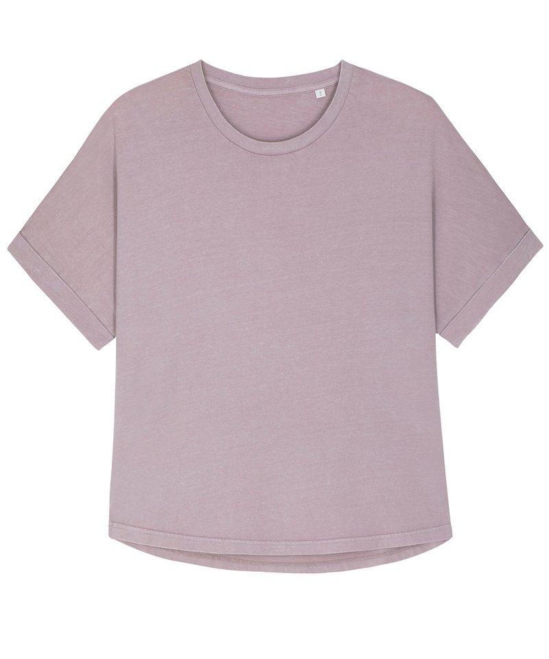 Organic Garment Dyed Roll Sleeve T-shirt: Womens