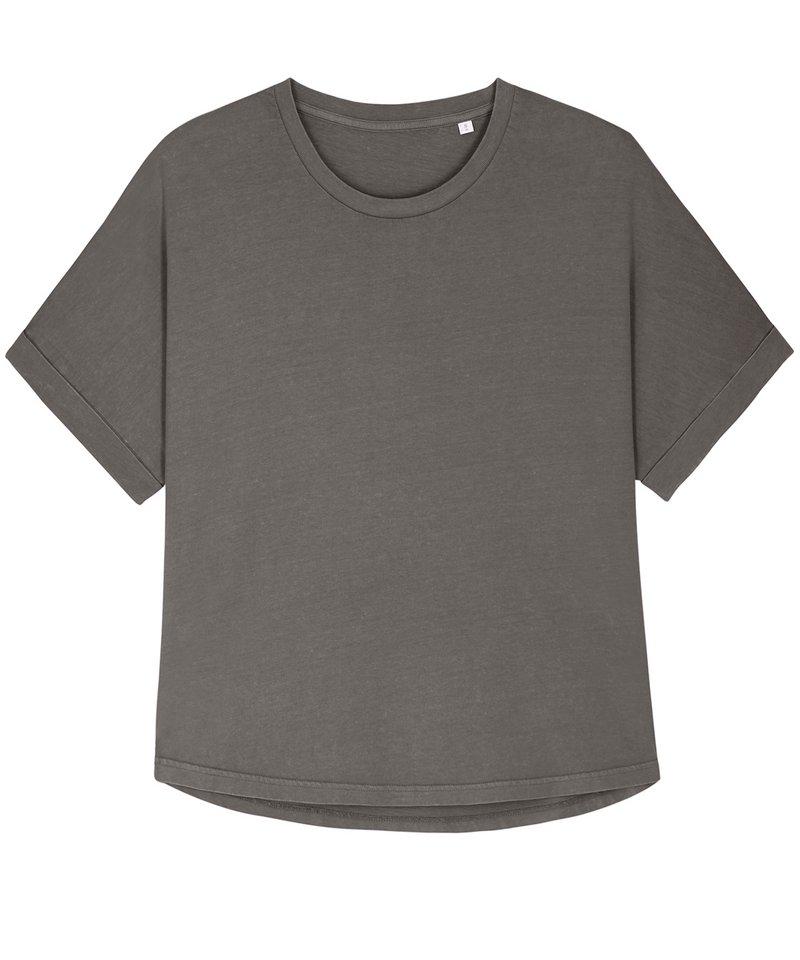 Organic Garment Dyed Roll Sleeve T-shirt: Womens