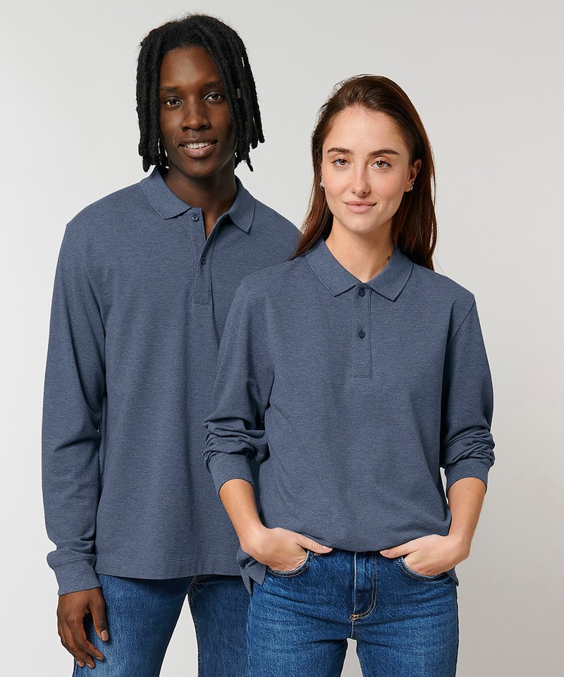 Organic Colours Long Sleeve Polo: Unisex